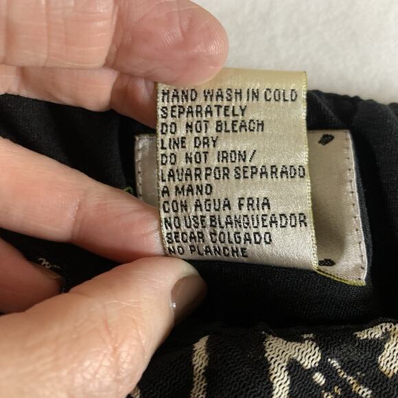 VTG Ice Womens Sheer Mesh Asymmetrical Midi Skirt Sz L Fairy Grunge Boho Stretch - Picture 9 of 11